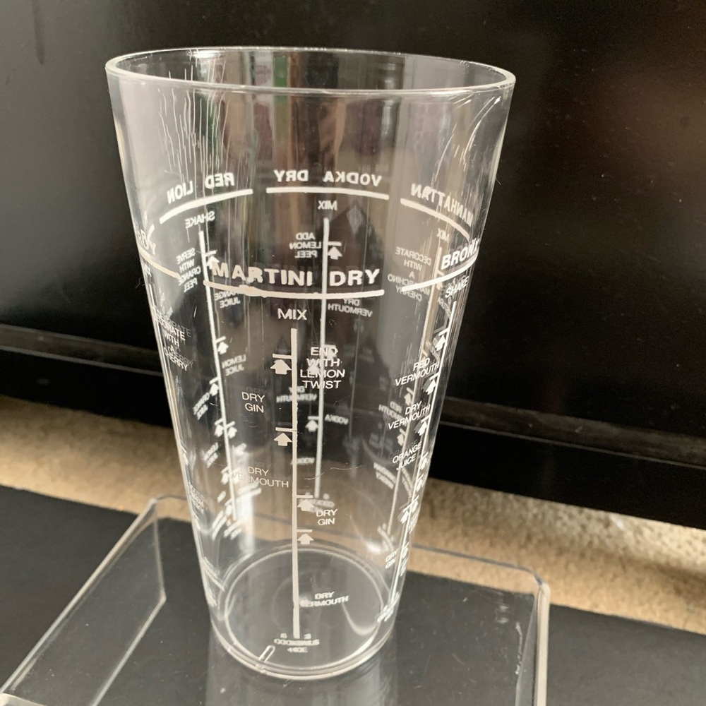 Measurement Recipe Tumbler Cup Cocktail Mixed Drinks Cheat Sheet Clear Plastic